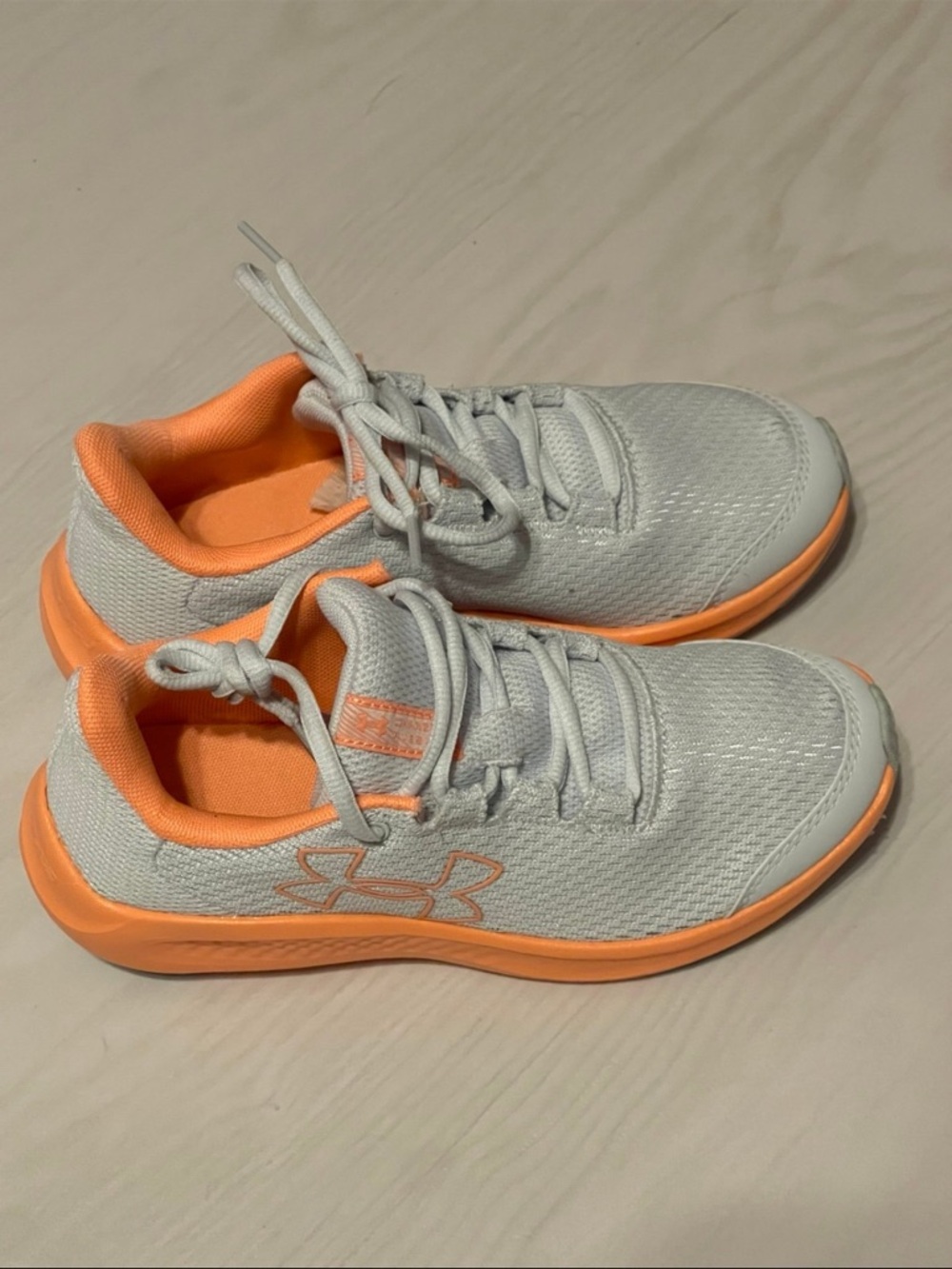 Under Armour Kids Gray and Orange Athletic Sneakers